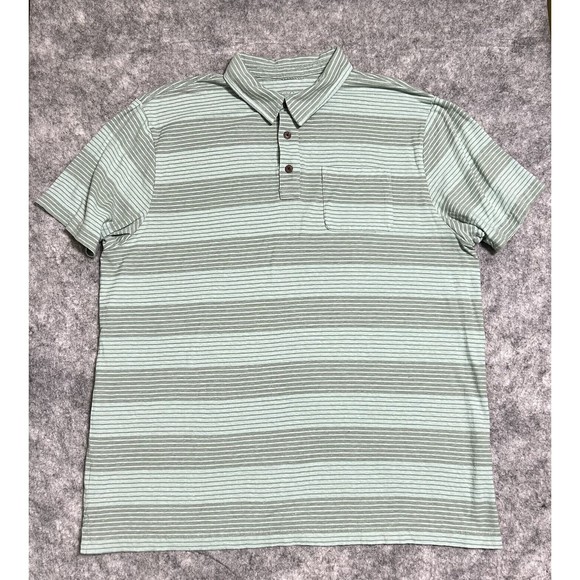 Patagonia Rogy Polo Shirt Mens XXL Mint Green Striped Collar Hemp Organic Cotton - Picture 1 of 17